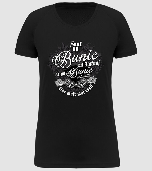 Sunt un bunic cu tatuaj, ca un bunic obișnuit, dar mult mai cool! model negru pe tricou
