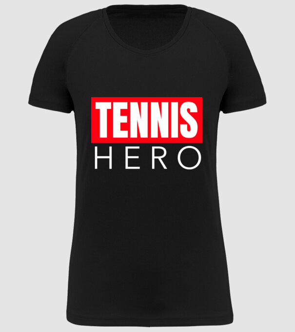 TENNIS HERO model negru pe tricou