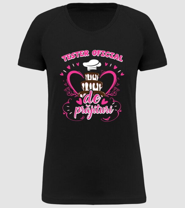 tester oficial de prăjituri model negru pe tricou