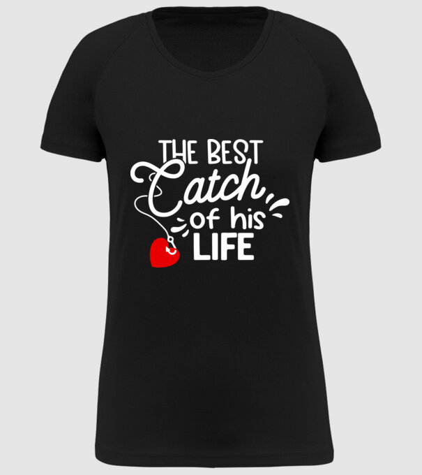 The best catch fehér model negru pe tricou