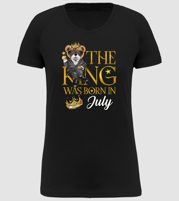 The king was born int JULY model negru pe tricou