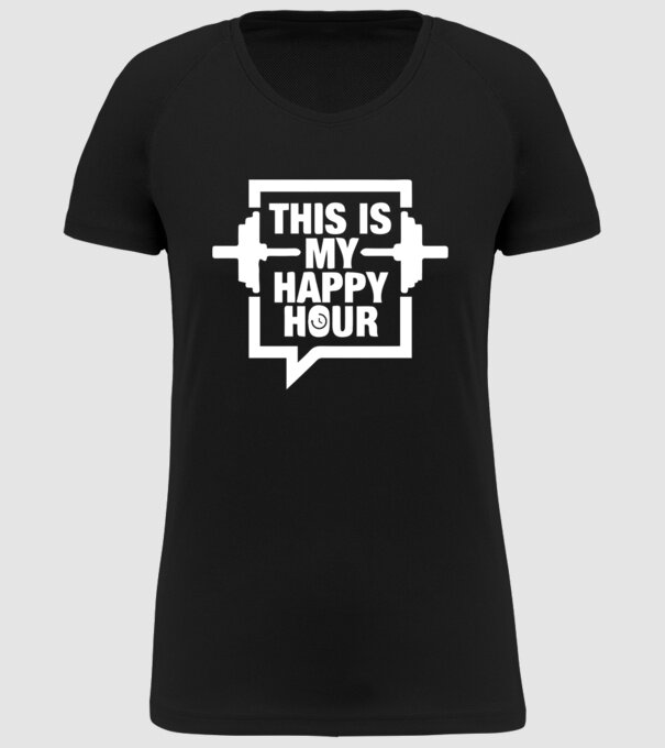 this is my happy hour model negru pe tricou