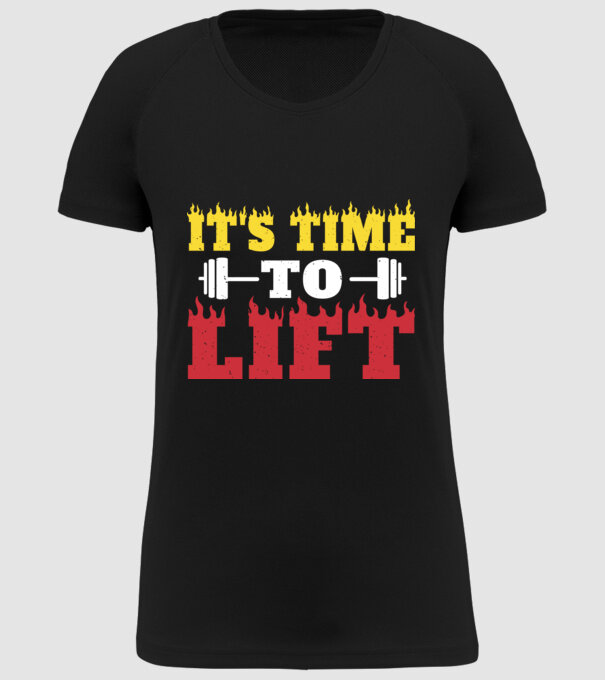 Time to lift model negru pe tricou