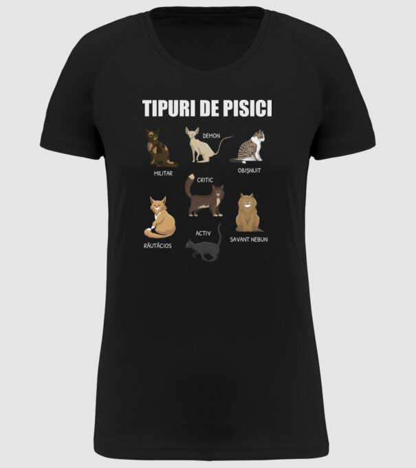 Tipuri de pisici model negru pe tricou