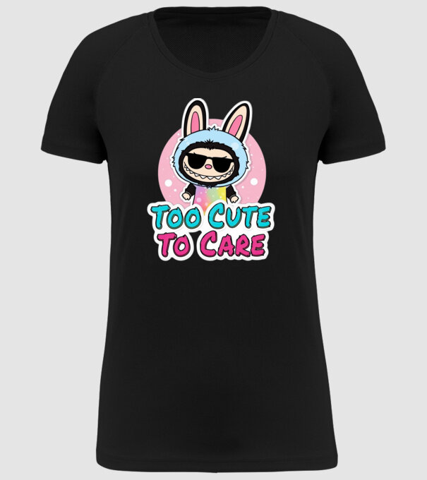 Too cute to care model negru pe tricou