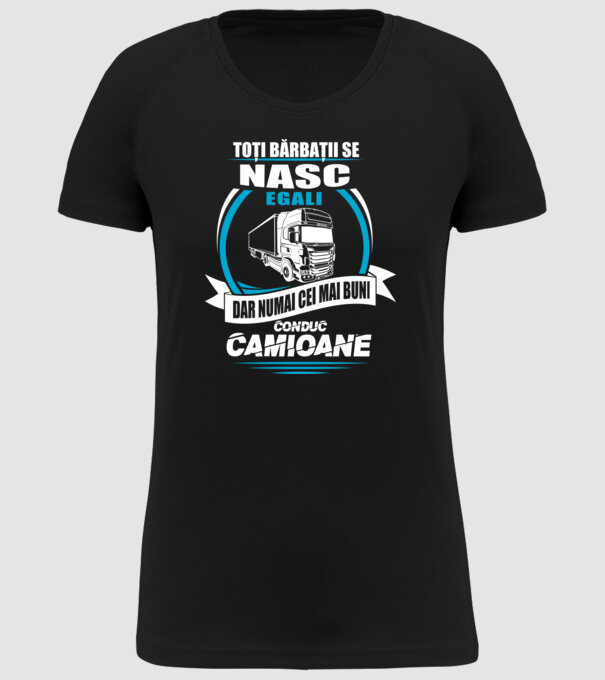 Toți bărbații se nasc egali camioane model negru pe tricou