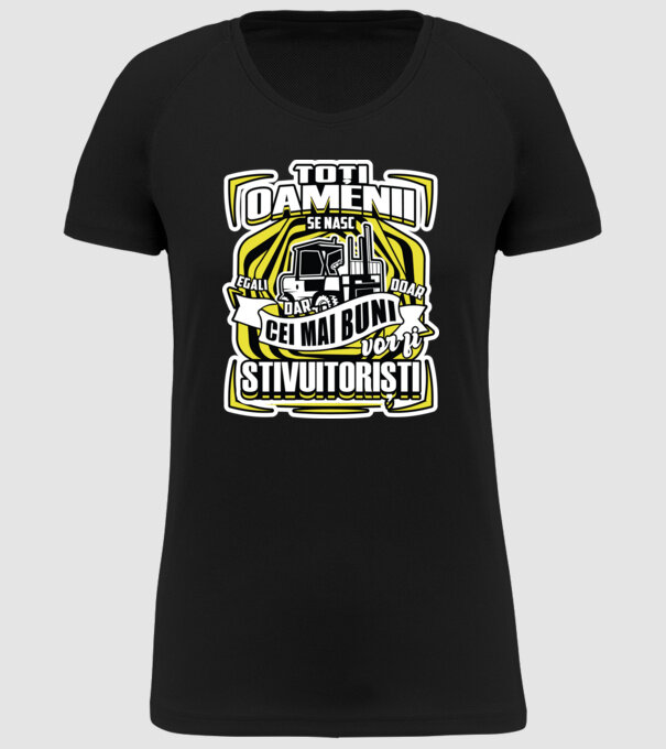 Toți oamenii stivuitoriști model negru pe tricou