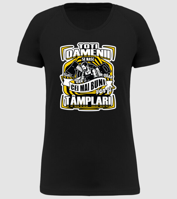 Toți oamenii tâmplari model negru pe tricou
