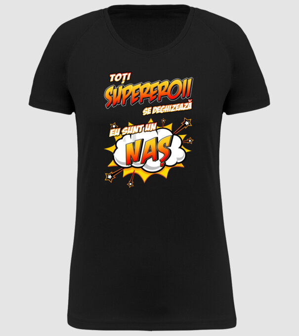 Toți supereroii se deghizează, eu sunt un naș model negru pe tricou