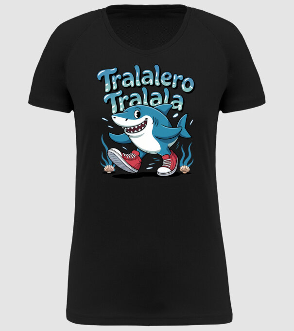 Tralalero Tralala drăguț model negru pe tricou