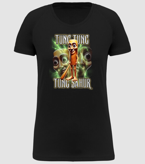 Tung Tung Tung Sahur model negru pe tricou