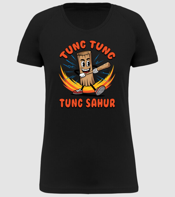 Tung Tung Tung Sahur drăguț model negru pe tricou