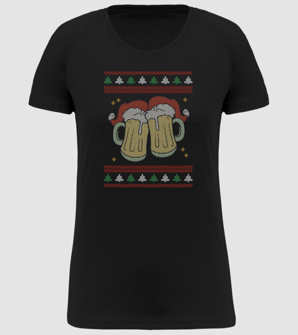 ugly sweater beers model negru pe tricou