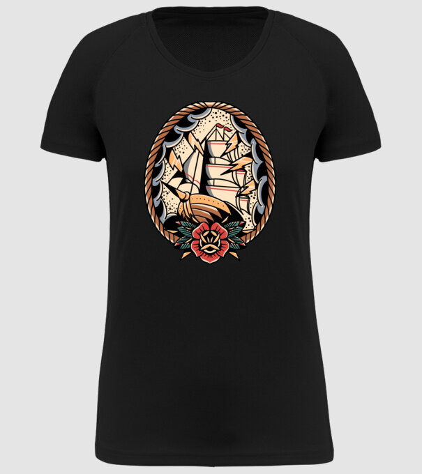 Vapoare model negru pe tricou