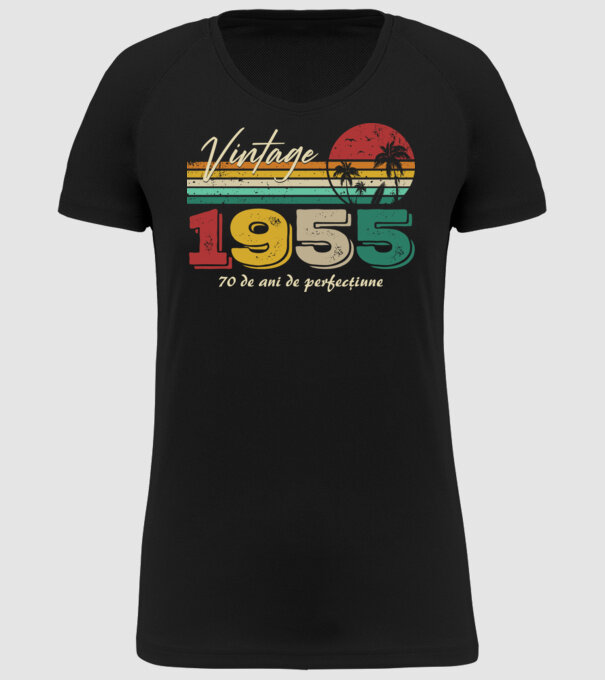 VINTAGE 1955 model negru pe tricou