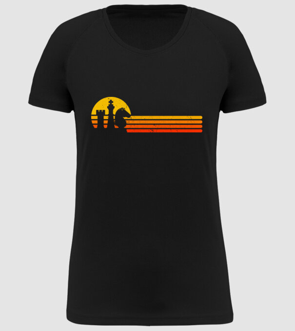 Vintage chesss sunset model negru pe tricou