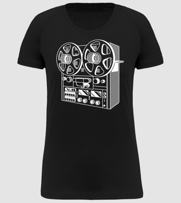 Vintage Reel to Reel Recorder model negru pe tricou