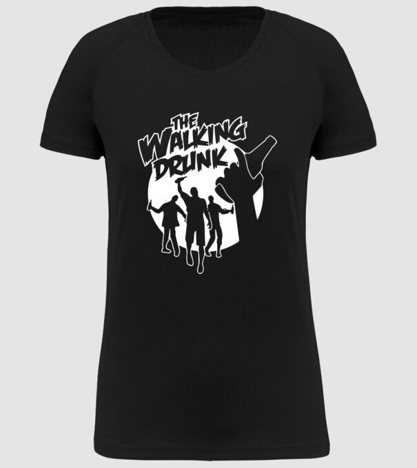 Walking Drunk model negru pe tricou