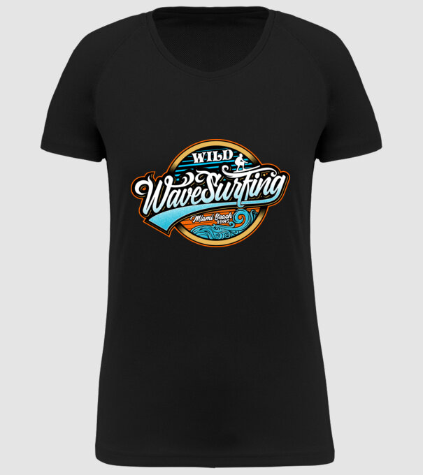 WaveSurfing model negru pe tricou