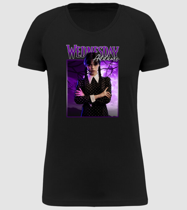 Wednesday Addams model negru pe tricou