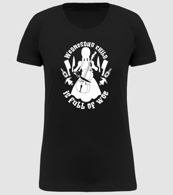 Wednesday child is full of woe model negru pe tricou