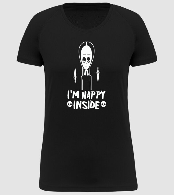 WEDNESDAY Happy inside model negru pe tricou