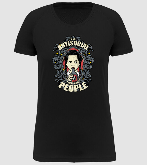 Wednesday - Im not antisocial model negru pe tricou