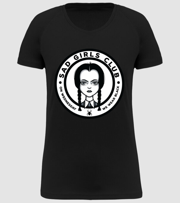 WEDNESDAY Sad Girls Club model negru pe tricou
