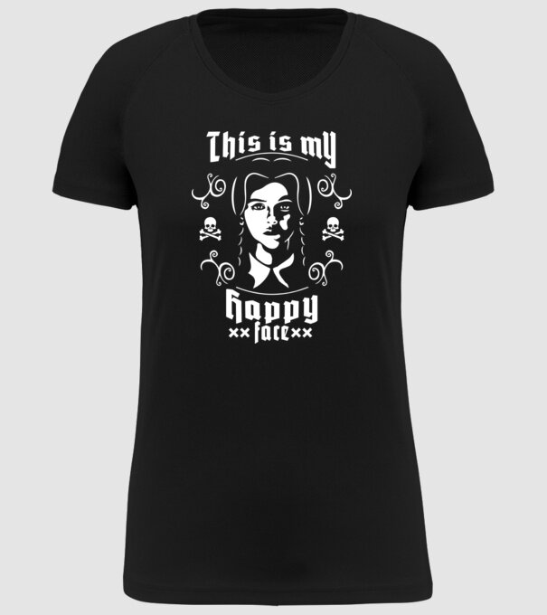 WEDNESDAY This is my happy face model negru pe tricou