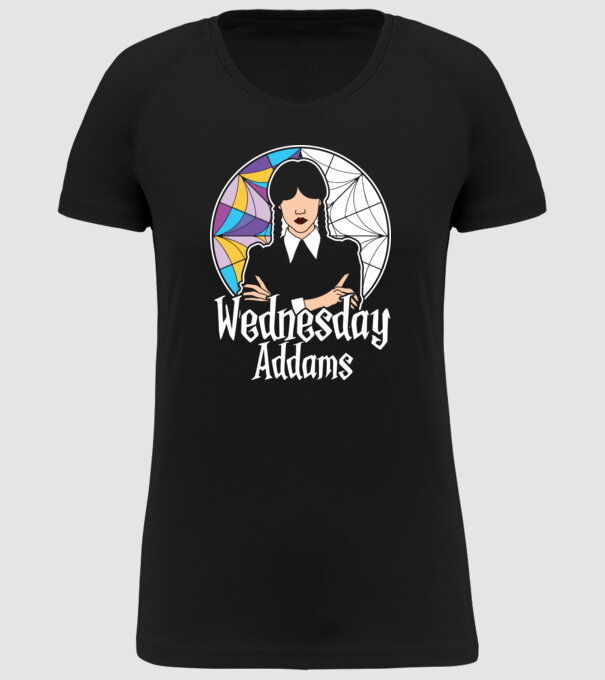  Wednesday Window colorful model negru pe tricou