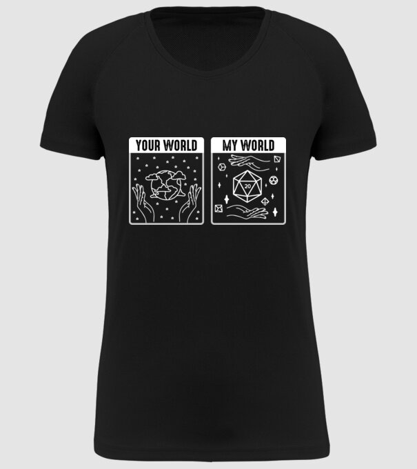 Your World My World model negru pe tricou