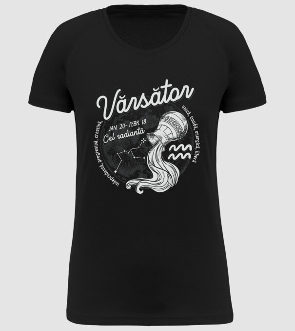 Zodiac femeie VĂRSĂTOR retro model negru pe tricou