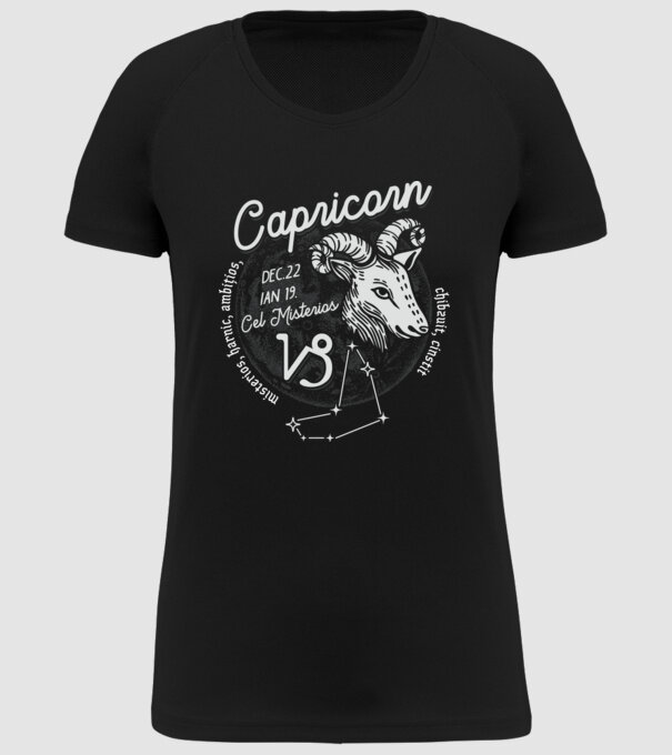 Zodiac bărbat CAPRICORN retro model negru pe tricou