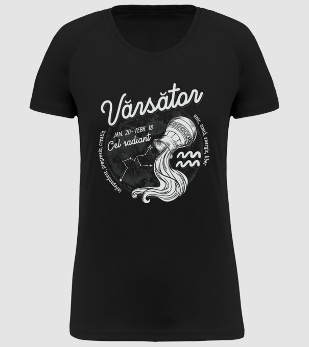 Zodiac bărbat VĂRSĂTOR retro model negru pe tricou