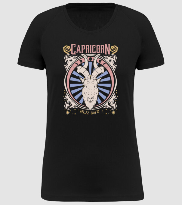 Zodiac Vintage CAPRICORN model negru pe tricou