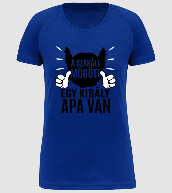 În spatele acestei bărbi se află un tată cool model albastru regal pe tricou