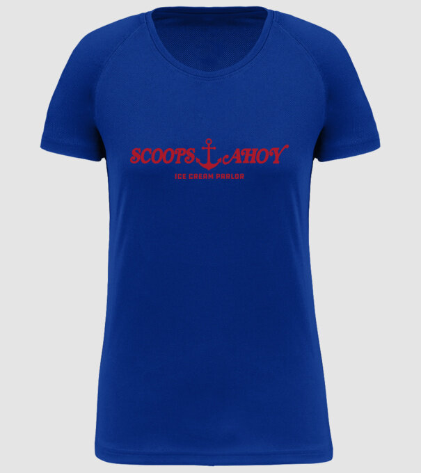 scoops and ahoy stranger things model albastru regal pe tricou