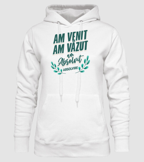 Absolvire model alb pe tricou