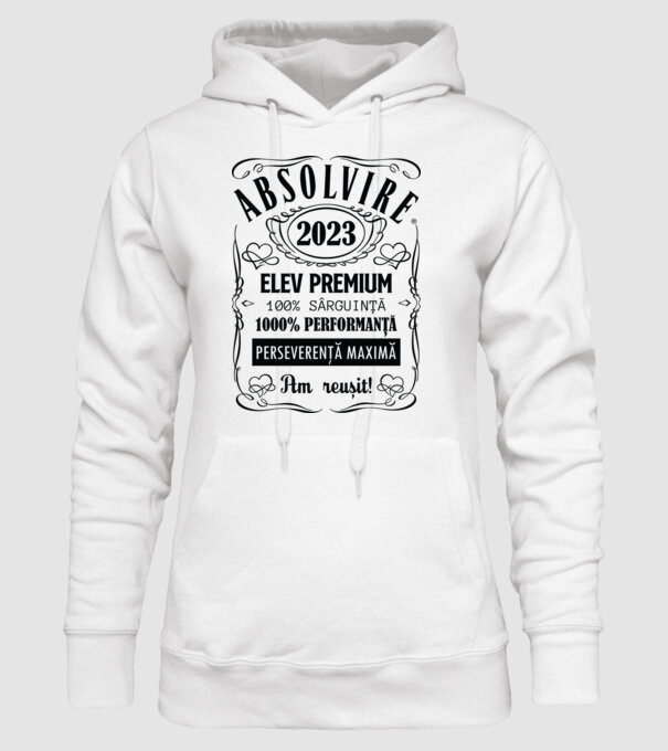 Absolvire Premium model alb pe tricou