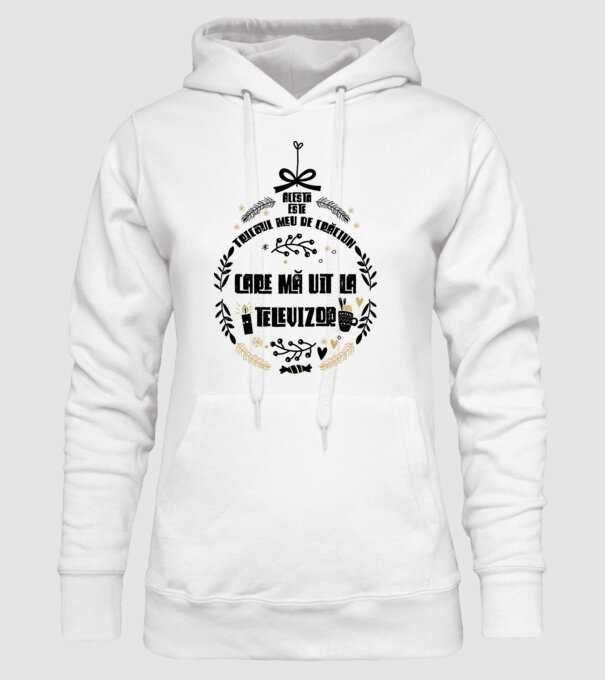 acesta este tricoul meu de Crăciun_care ma uit la televizor model alb pe tricou