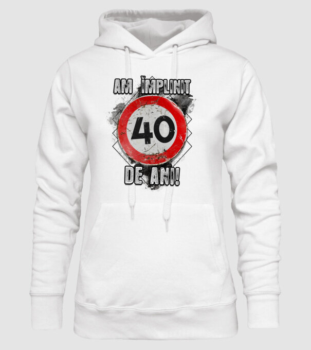 Am împlinit 40 de ani! model alb pe tricou