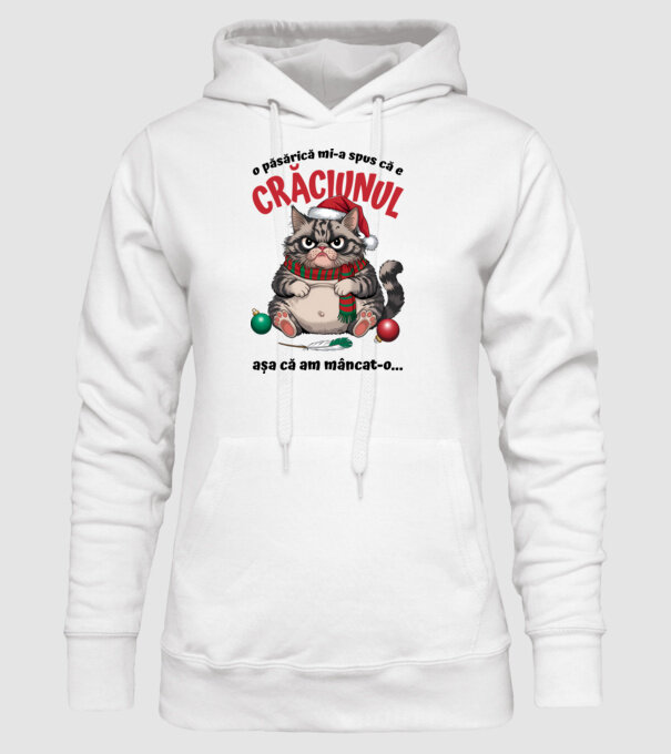 Am mâncat pasărea Crăciun pisică Alb model alb pe tricou