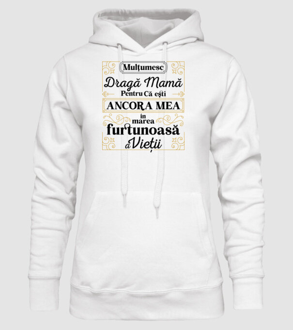 Ancora mea model alb pe tricou