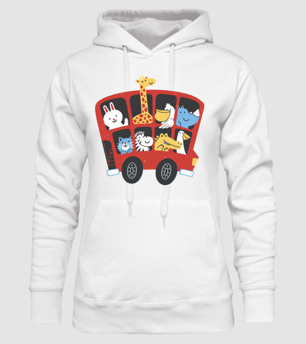 Autobuze model alb pe tricou