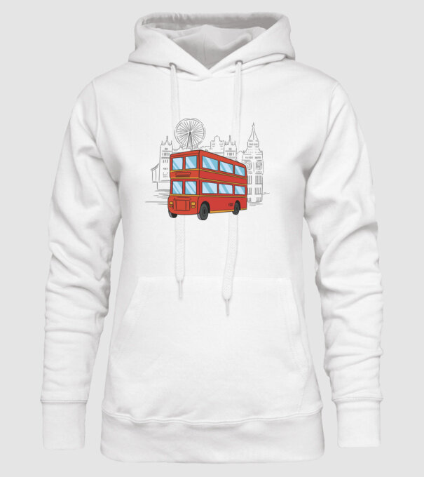 Autobuze model alb pe tricou
