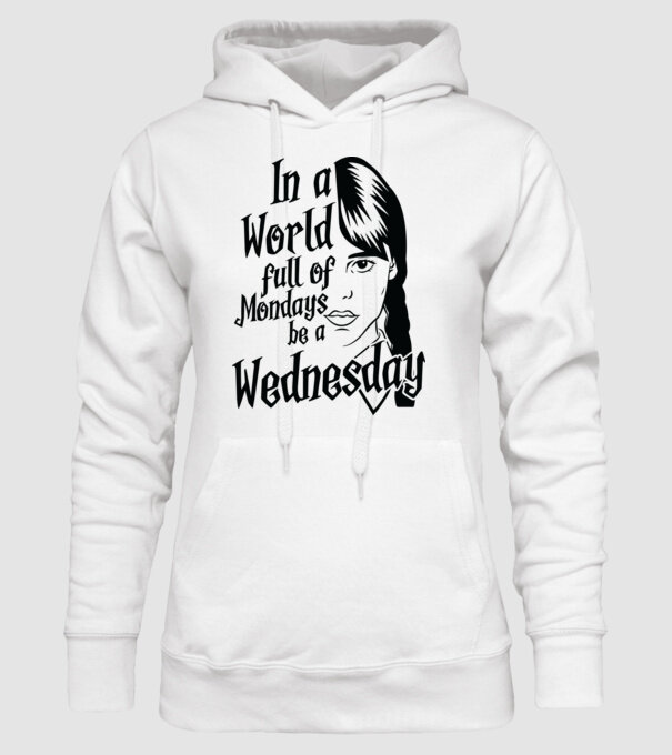 Be a Wednesday model alb pe tricou