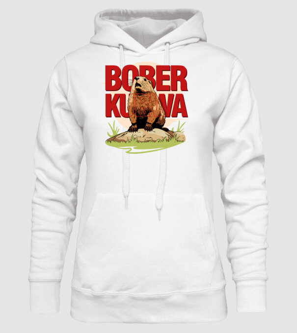 BOBER model alb pe tricou