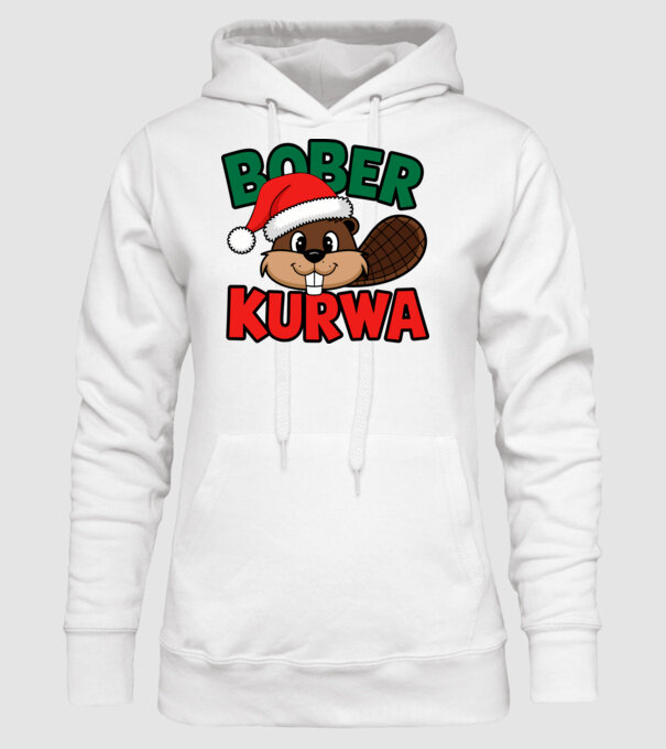 Bober kurwa xmas model alb pe tricou