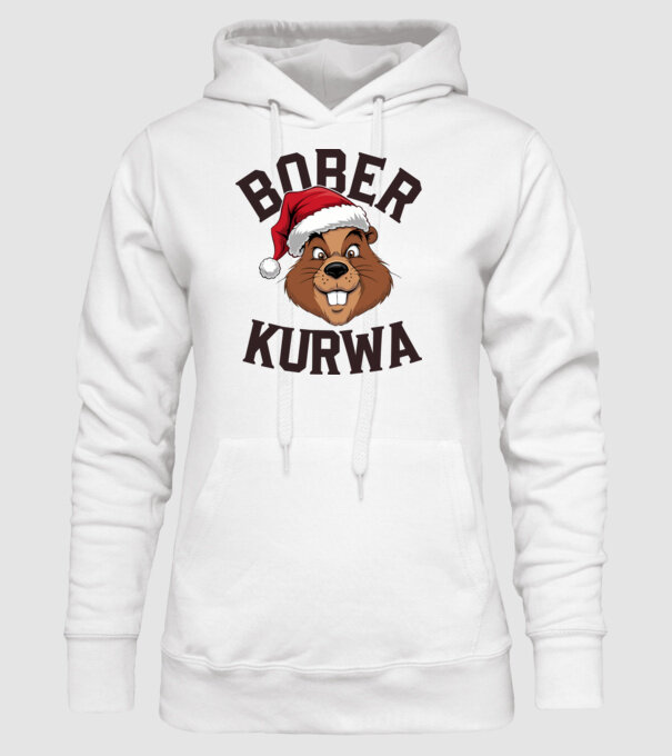 Bober kurwa xmas model alb pe tricou