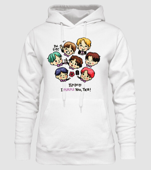 BTS chibi model alb pe tricou